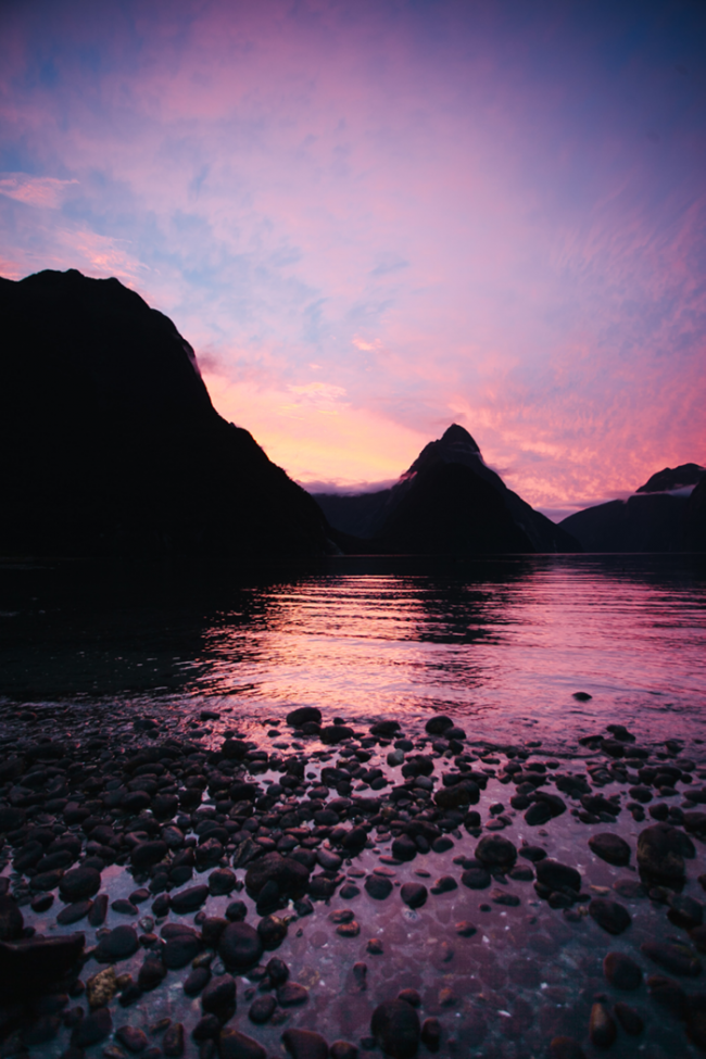 Sunset in Milford Sound