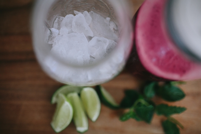 Pomegranate Cooler | Pomegranate Juice, Sparkling Water, Lime, Mint